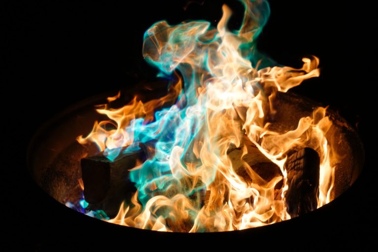 Multi colored Green Blue Yellow Orange Campfire Firepit