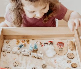 Christmas Themed Sensory Bin with Tray