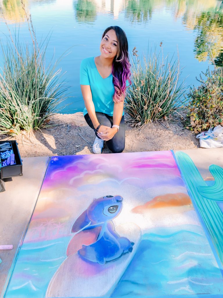 Lilo and Stitch Chalk Art